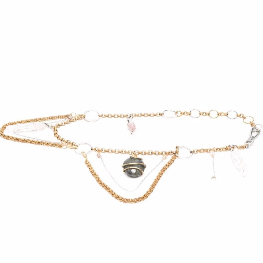 Marine Serre Therapy Chain Belt French Designer Gold Silver Glass Stones OSFM